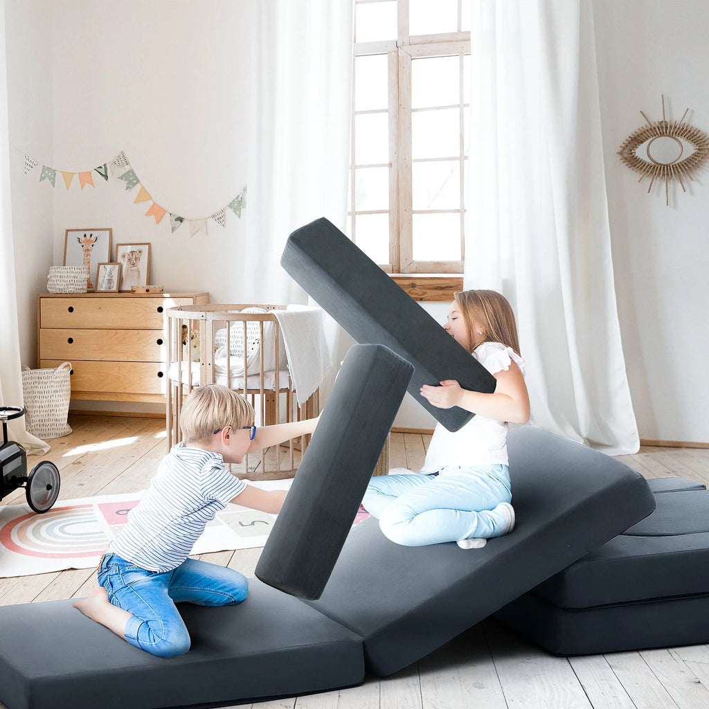 Gray 9-Piece Kids Play Couch O390