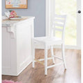 Solid Wood Ladder Back Counter Stool, Seat Height: 22.5 inch, Set of 2, White Finish R635401