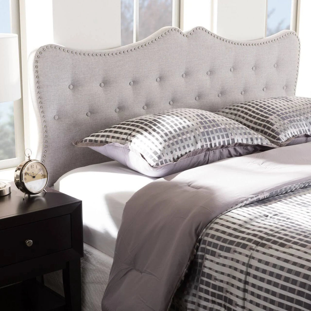 Greyish Beige Fabric Twin Headboard A22674