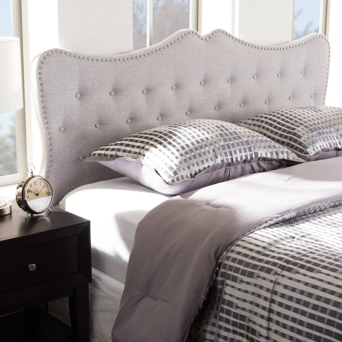 Greyish Beige Fabric Twin Headboard A22674