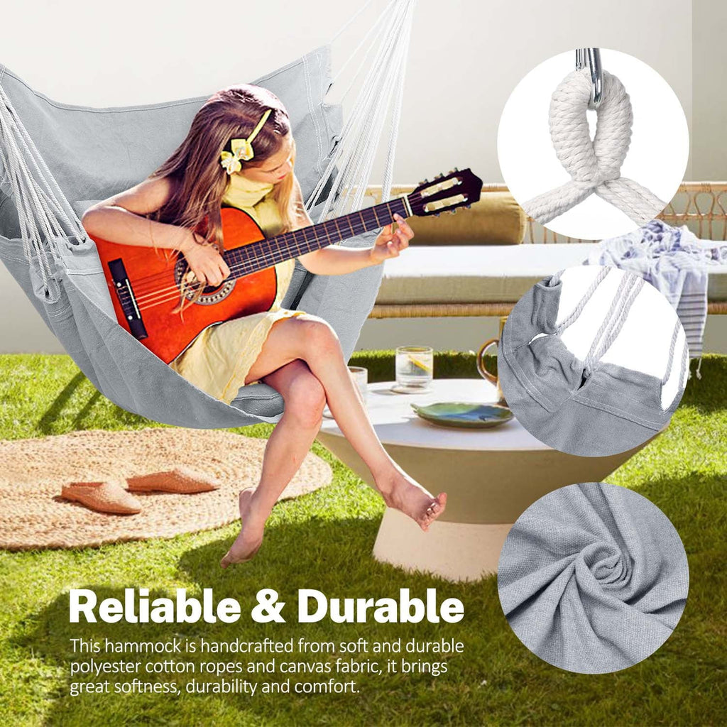 Hammock Chair with Pocket, Max 300 lbs, Dark Gray Z71896