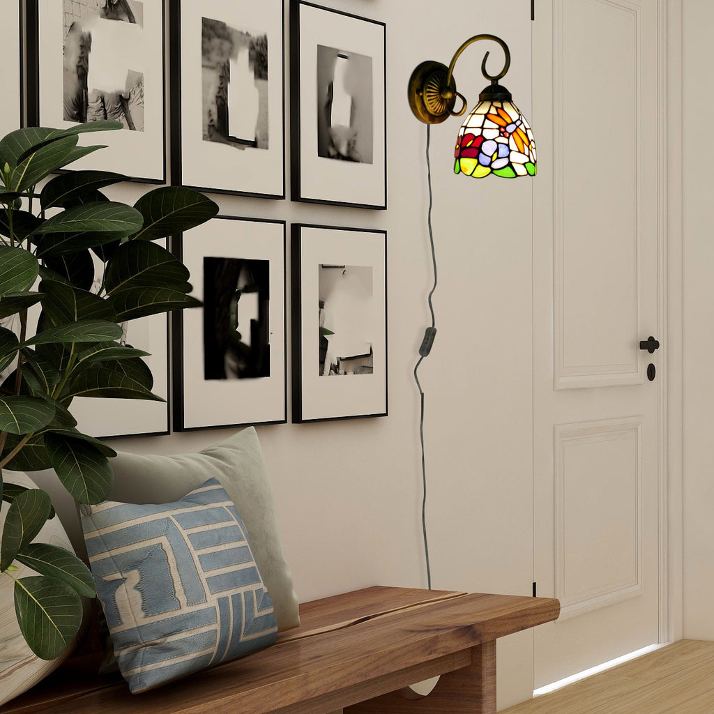 Tiffany Style Dimmable Wall Sconce with Remote Control, Set of 2 T696