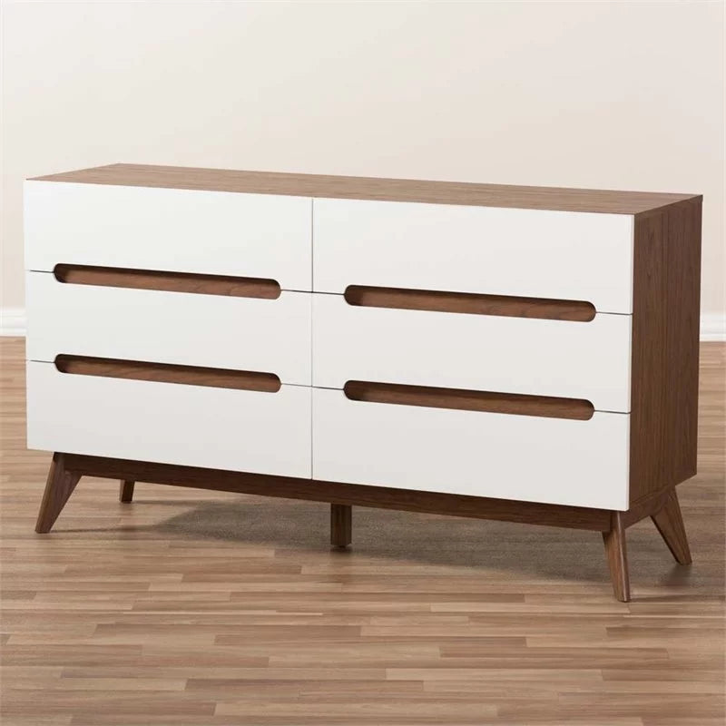 6 Drawer Wooden Double Dresser B4009