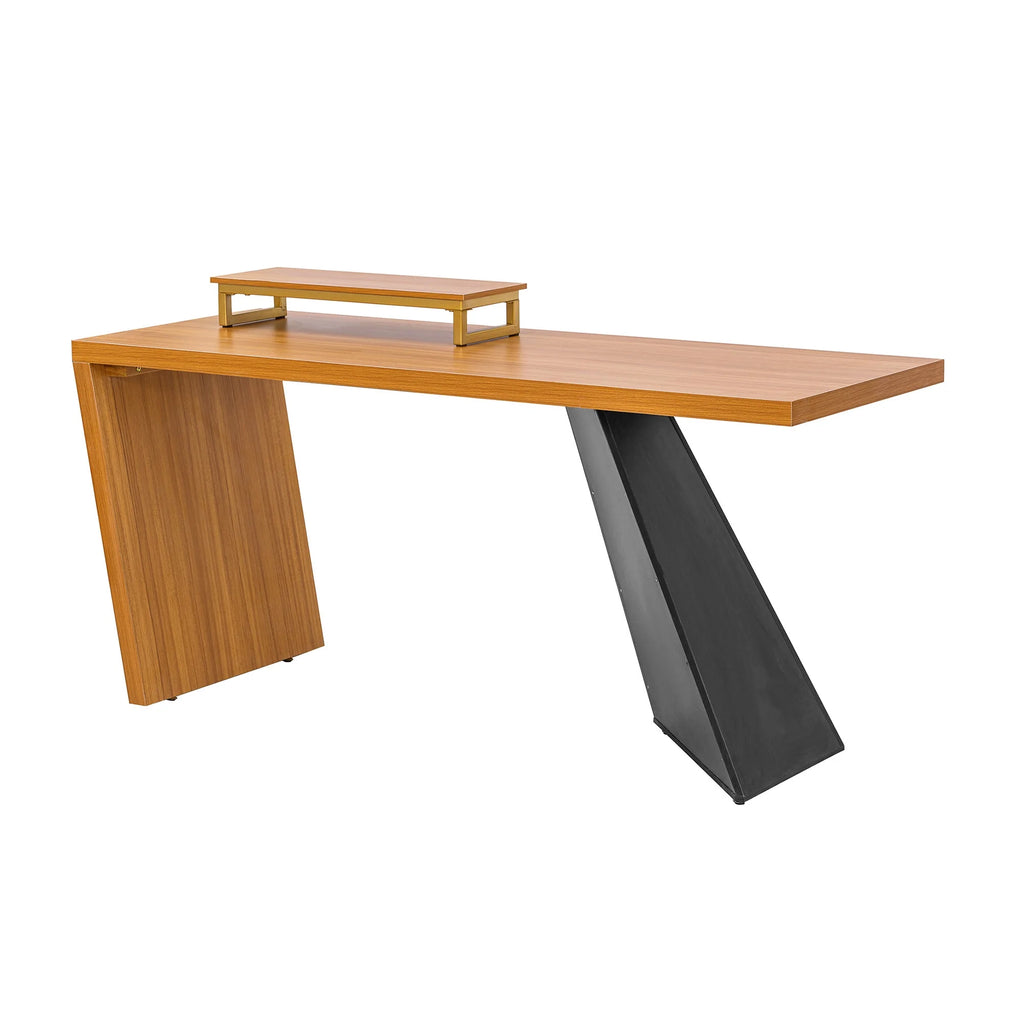 63" Rustic Industrial Wooden Writing Desk with Monitor Stand U3369