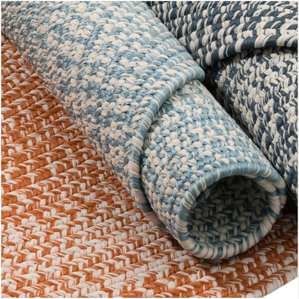 Reversible Braided Indoor Outdoor Area Rug Rust 5' x 8' Oval L3624