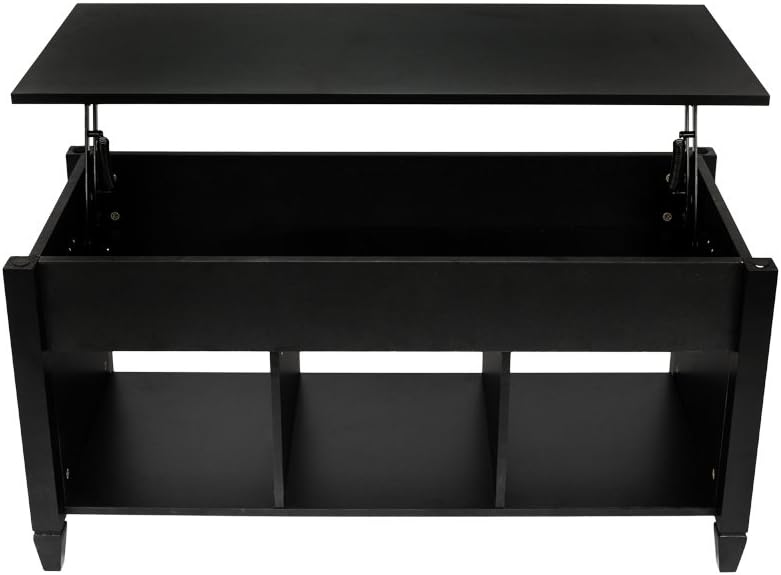 Black Lift Top Wood Coffee Table with Storage Shelf G9168