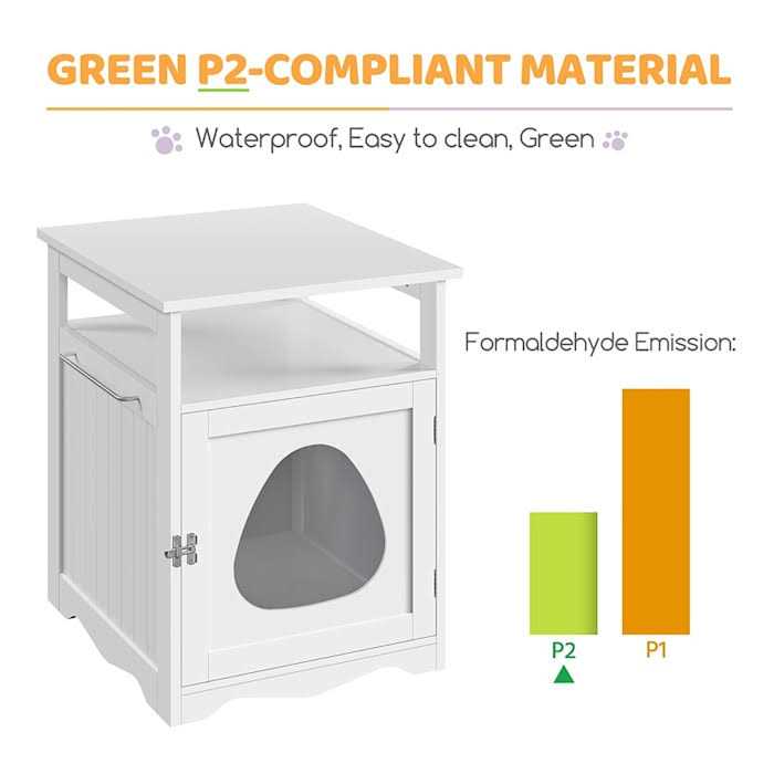 White Wooden Cat Litter Box with Open Shelf D912207