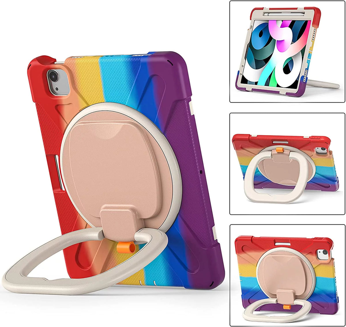 iPad Case with Rotatable Stand Shoulder Strap Pencil Holder Shockproof Silicone E40267