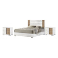 White Wood 3pc Queen Bedroom Set with 2 Nightstands I3654