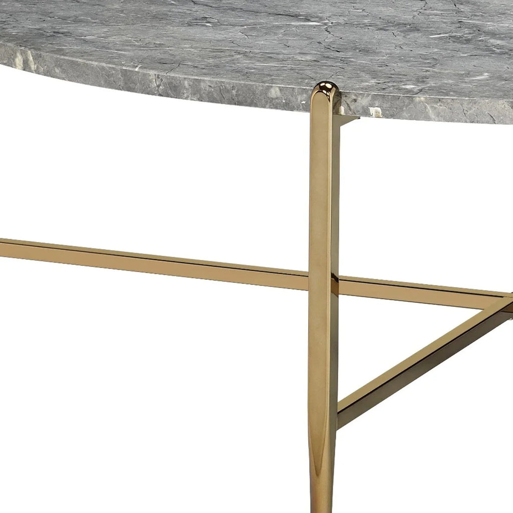 Champagne Faux Marble Metal Oval Coffee Table M65389