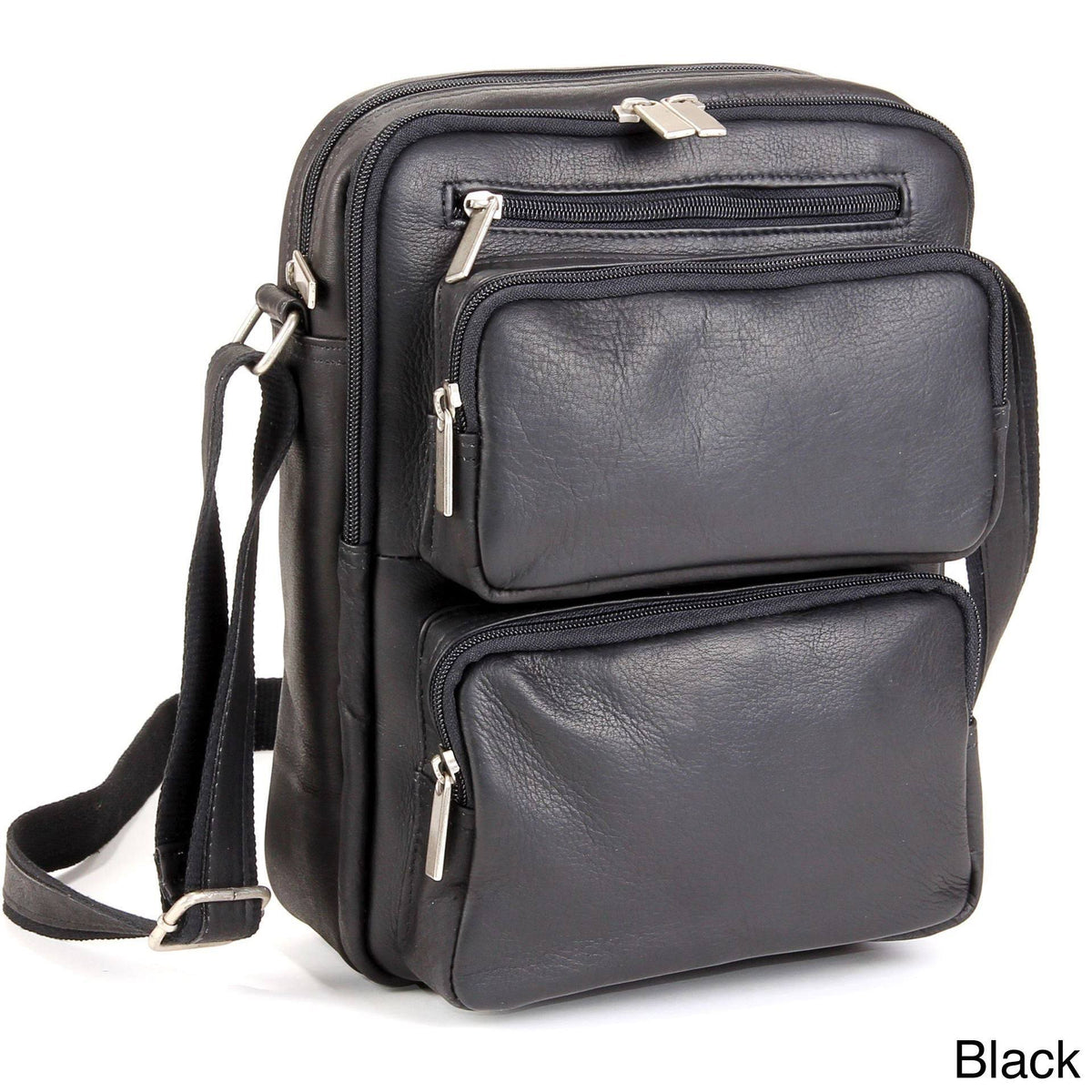 Black Leather Multi-Pocket Tech Bag Y13978