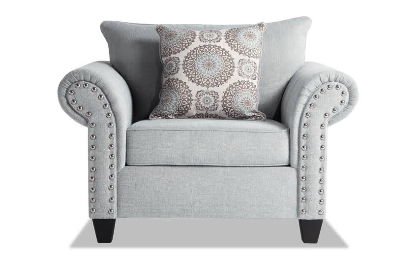 Oversized Light Blue Polyester Chair W874697