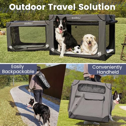 Charcoal Gray Portable Soft Dog Crate with Carry Bag C301079