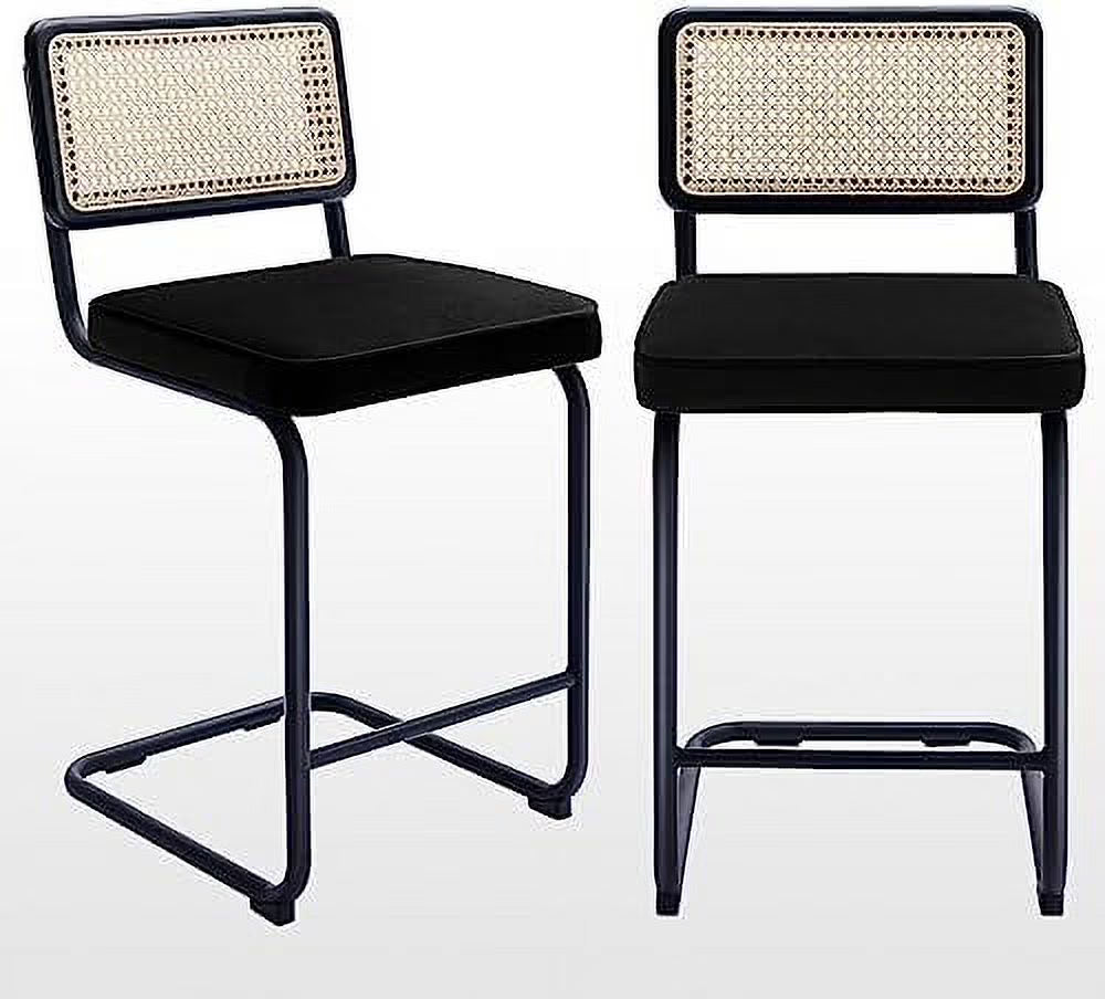Counter Height Barstools Set of 2 Velvet Upholstered Stools R252486