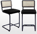 Counter Height Barstools Set of 2 Velvet Upholstered Stools R252486