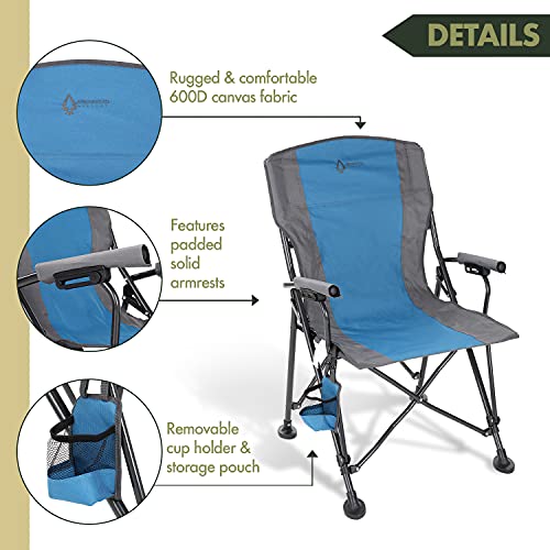 Tan & Gray Heavy-Duty Folding Camping Quad Chair with Cup Holder X594