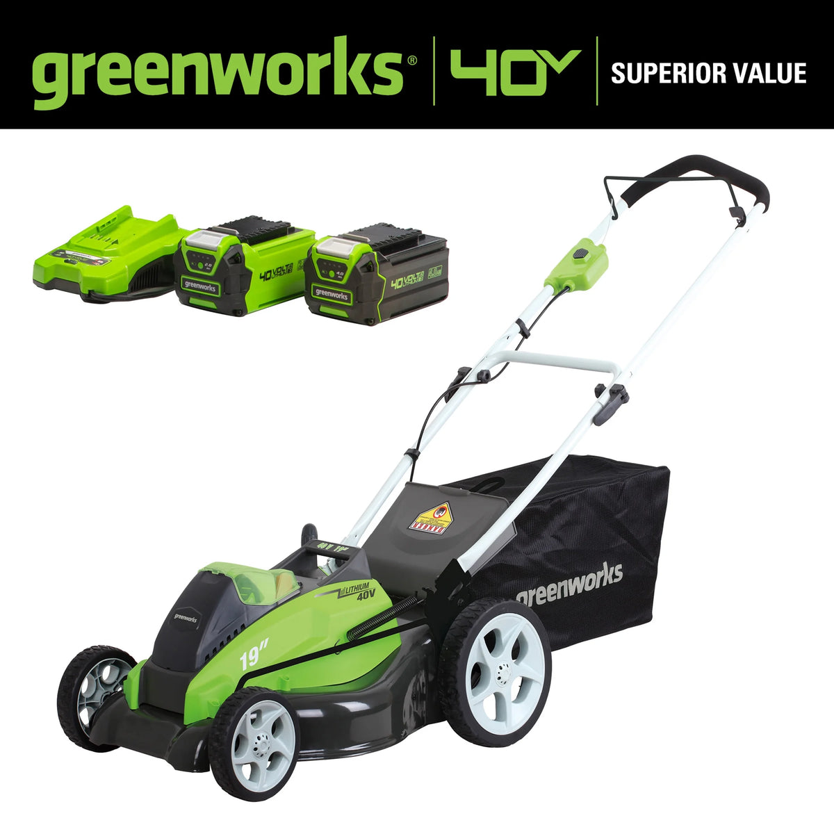 40V 19 Brushless Walk-Behind Lawn Mower with 4.0 Ah Battery & Charger C6346