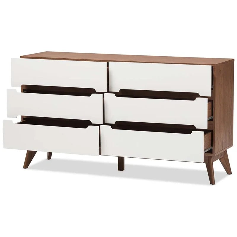 6 Drawer Wooden Double Dresser B4009