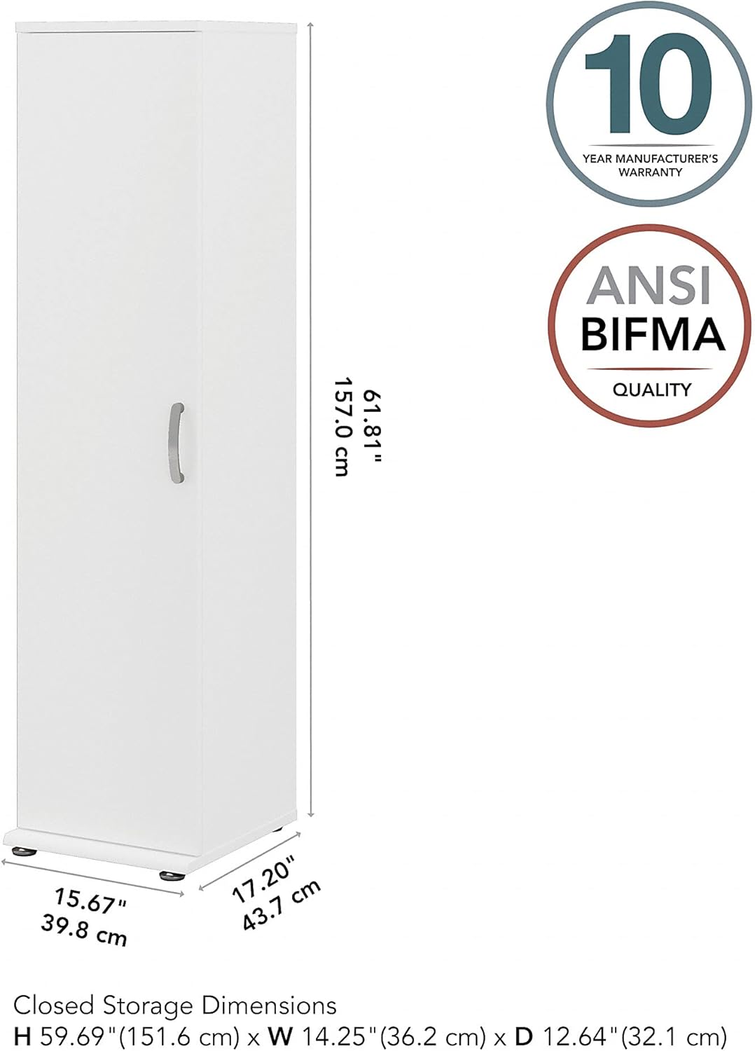 White Storage Cabinet with Door and Shelves G41745