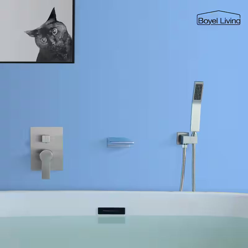 Wall Mount Roman Tub Faucet with Hand Shower Brushed Nickel N6052