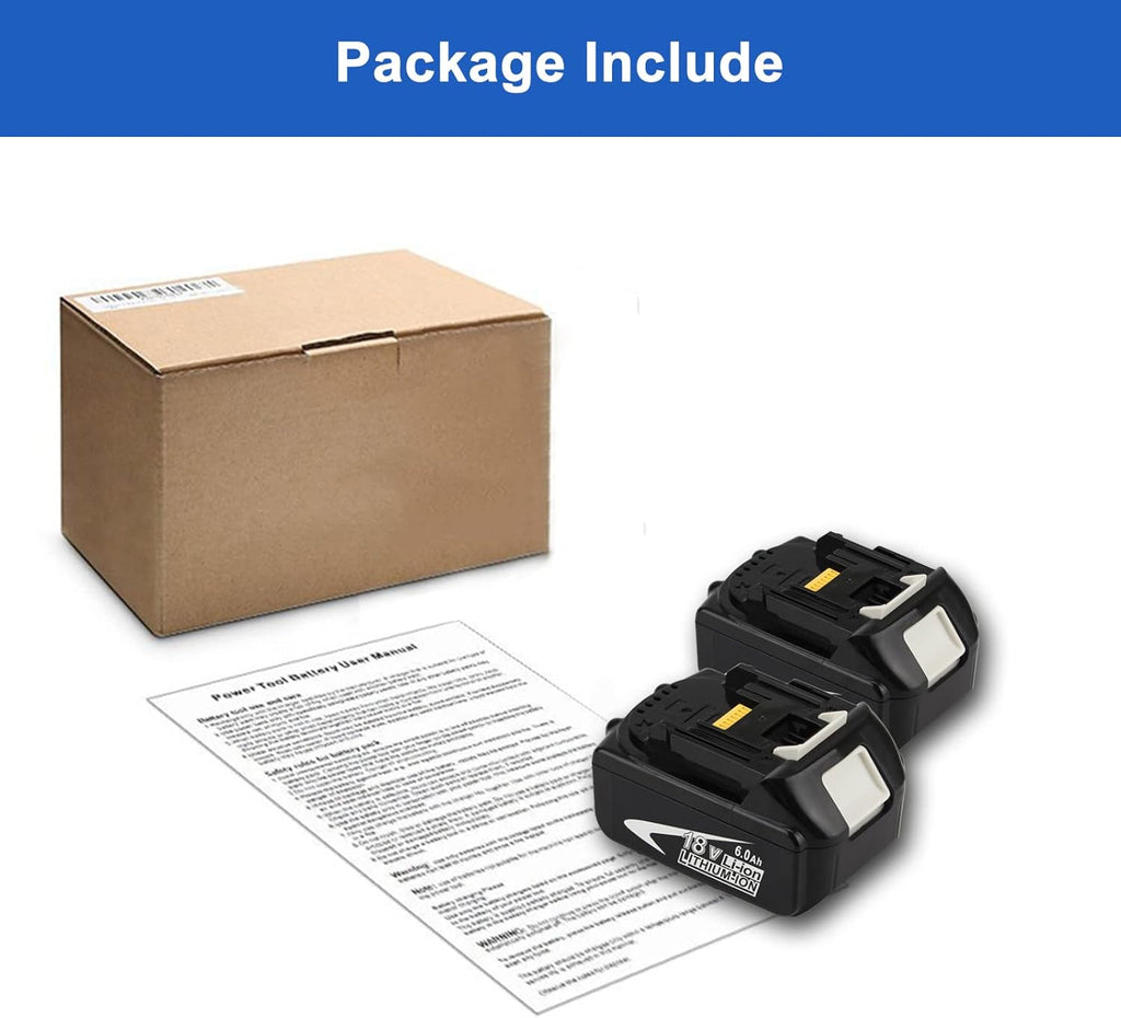 2 Packs 18 Volt 6.0Ah Replacement Battery with LED Indicator E20212