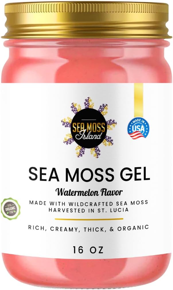 Watermelon Sea Moss Gel Wildcrafted Irish Seamoss Gel Vegan Vitamin Supplement - Pack of 1-16oz N422