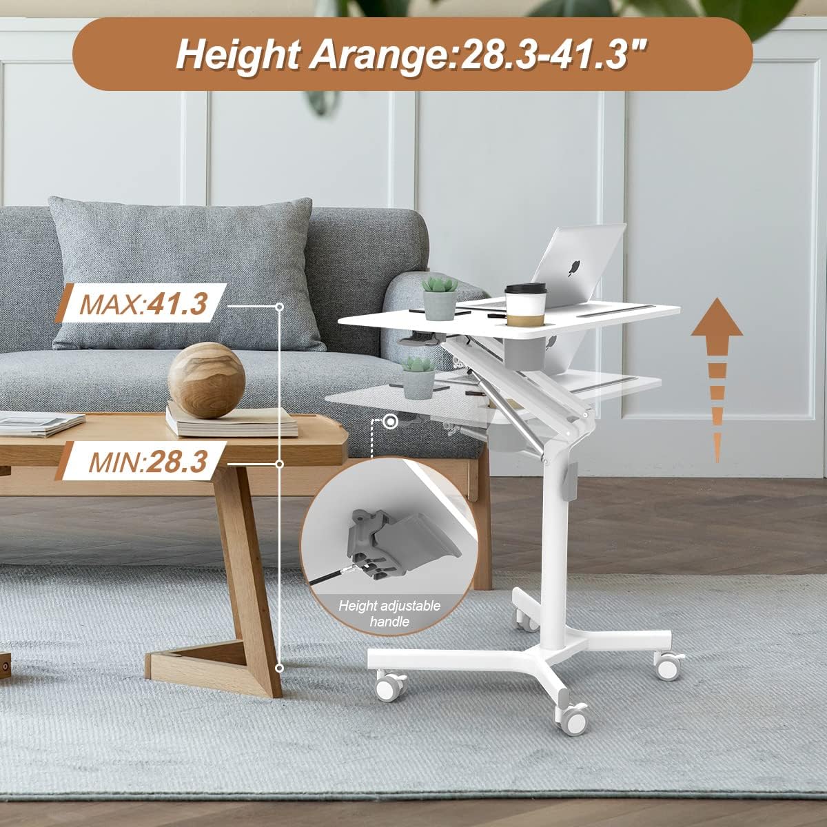 Portable Height Adjustable Laptop Desk with Wheels C86105