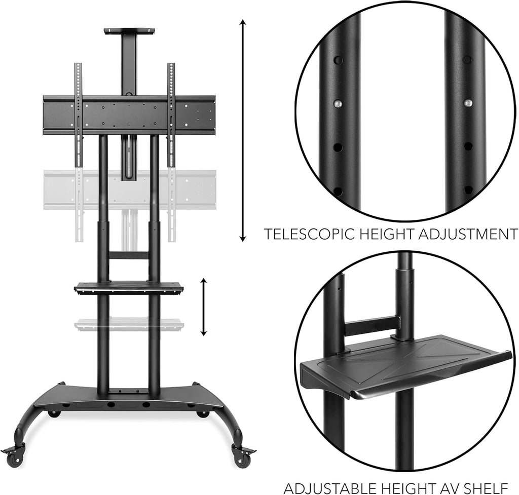 Rolling TV Stand Mobile TV Cart for 55 - 80 TV O4373