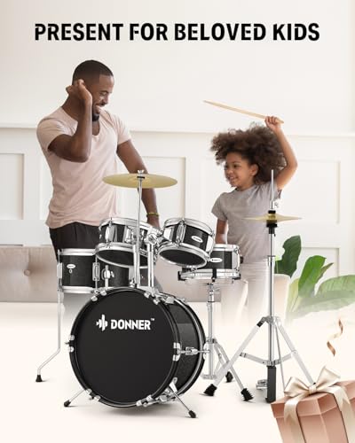 5-Piece 14 inch Full Size Junior Drum Kit Metallic Black Z49780