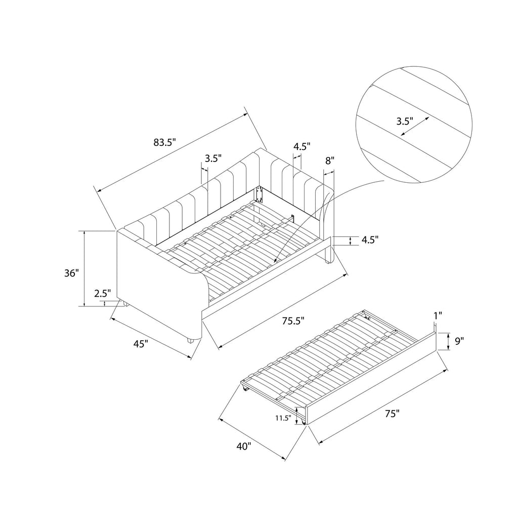Upholstered Daybed with Trundle L112101