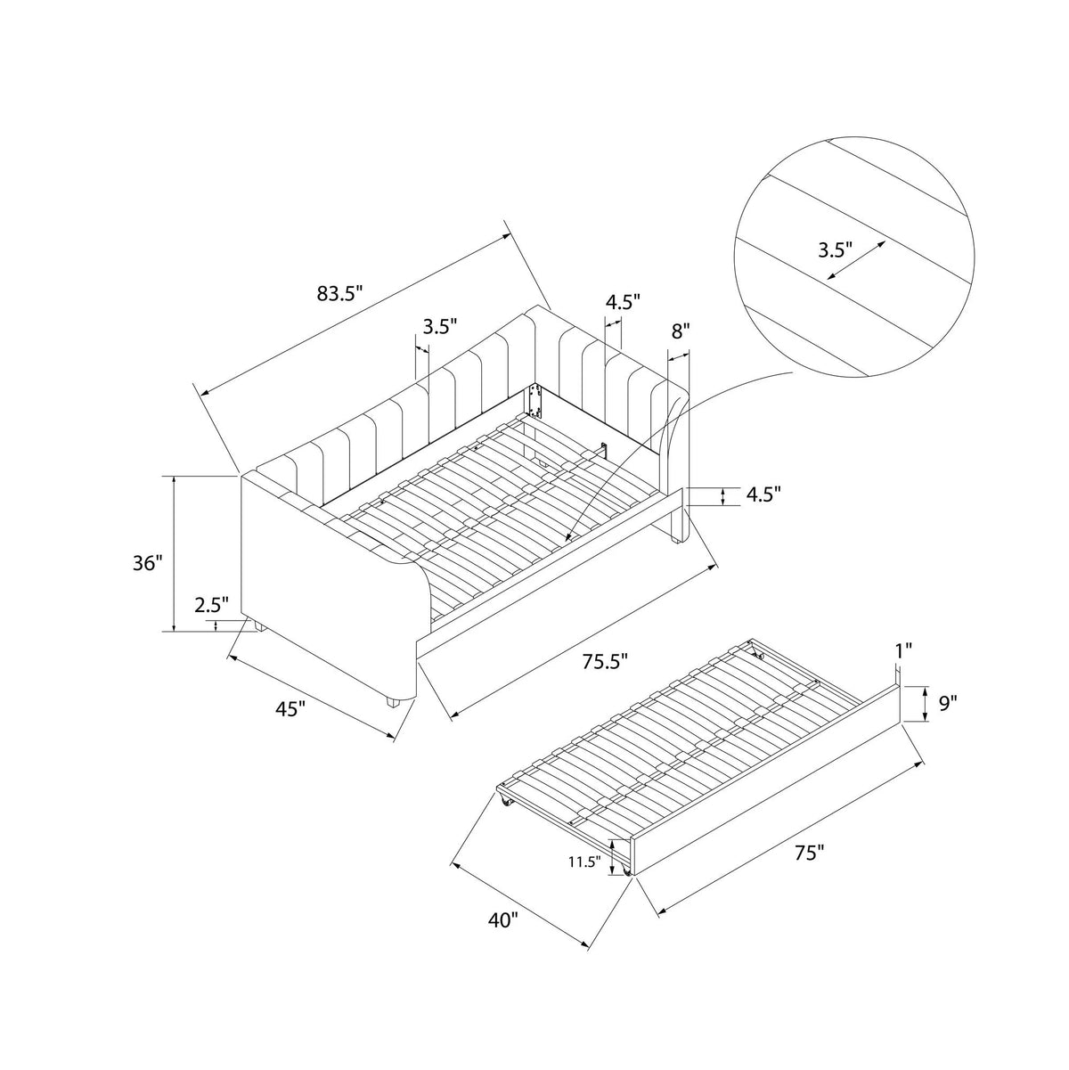 Upholstered Daybed with Trundle L112101