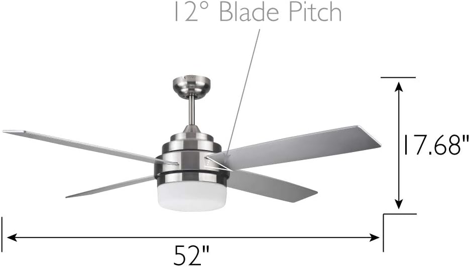 Brushed Nickel Contemporary Indoor Ceiling Fan with LED Light Kit and Remote Control M70647