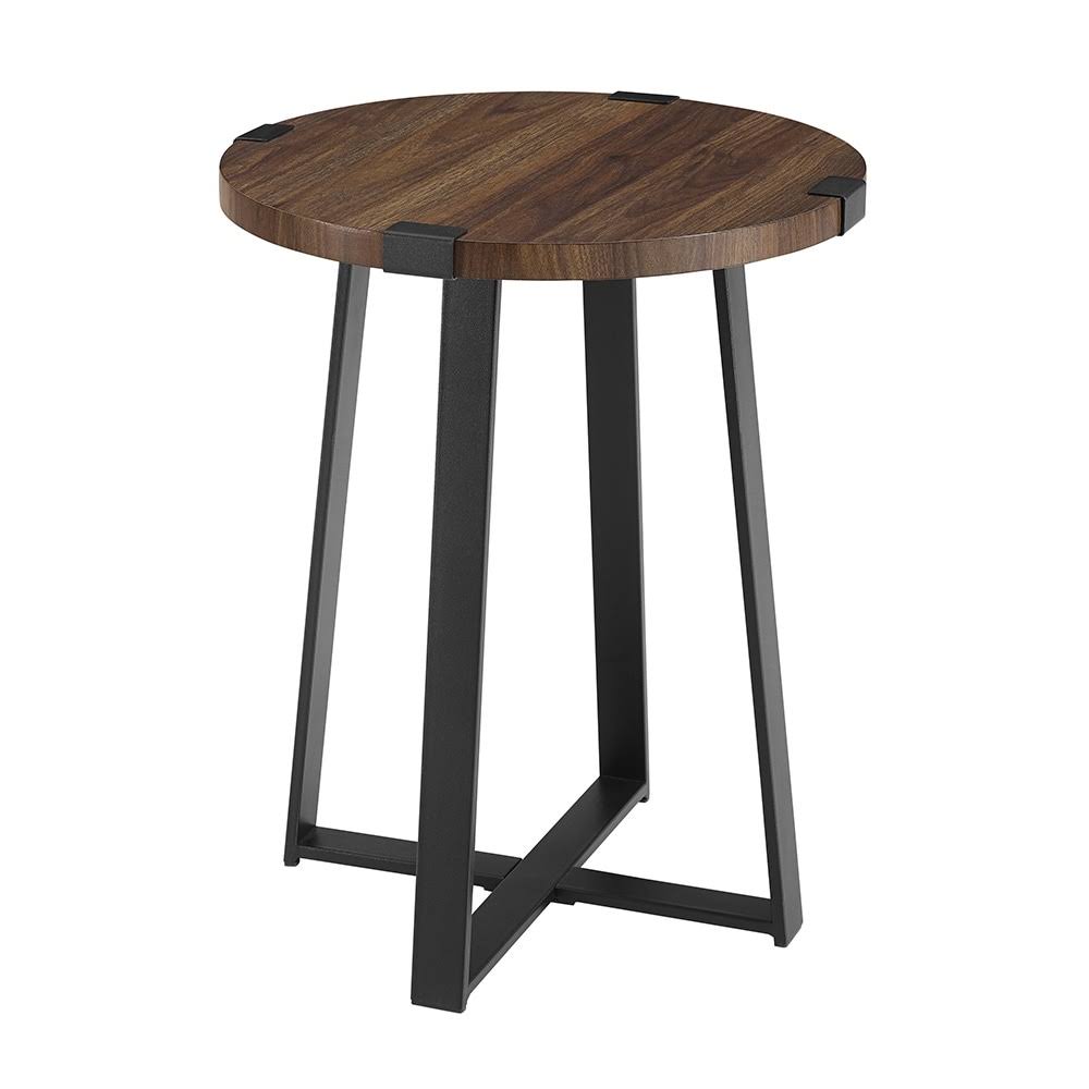 Dark Concrete Round Metal Side Table X4737