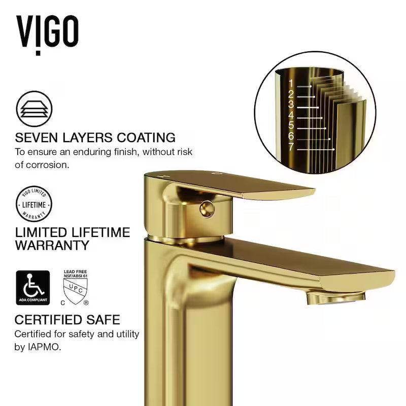 Single Handle Single-Hole Bathroom Faucet Matte Brushed Gold G276910