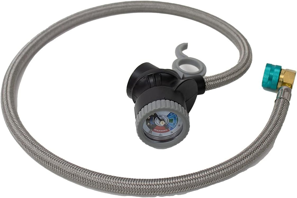 36 Premium Steel Braided Hose Can Tap with Gauge AC Refrigerant Recharge Hose Z5467