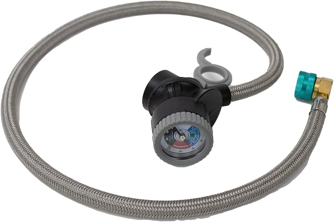 36 Premium Steel Braided Hose Can Tap with Gauge AC Refrigerant Recharge Hose Z5467