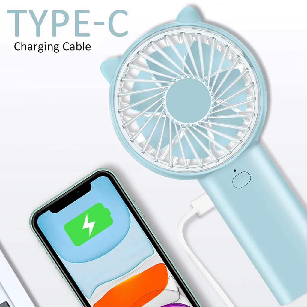 4 Speeds Mini Handheld Fan USB Rechargeable Q6259