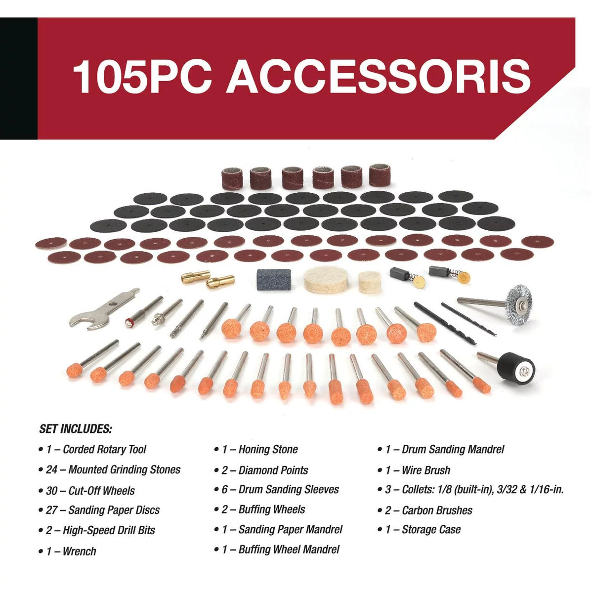 1.5 Amp Corded Rotary Tool with 105 Accessories & Storage Case V93780