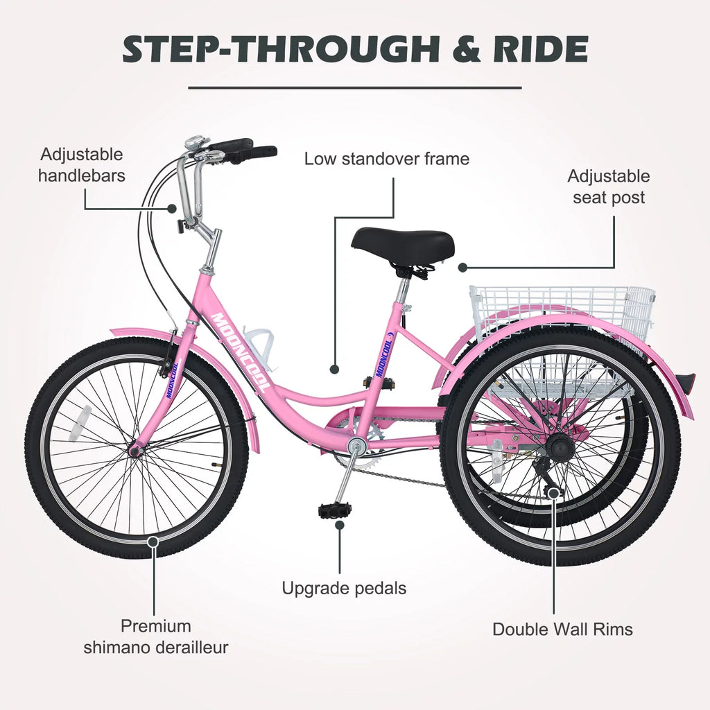 24 Adult Tricycle 7 Speed Cyan L715918