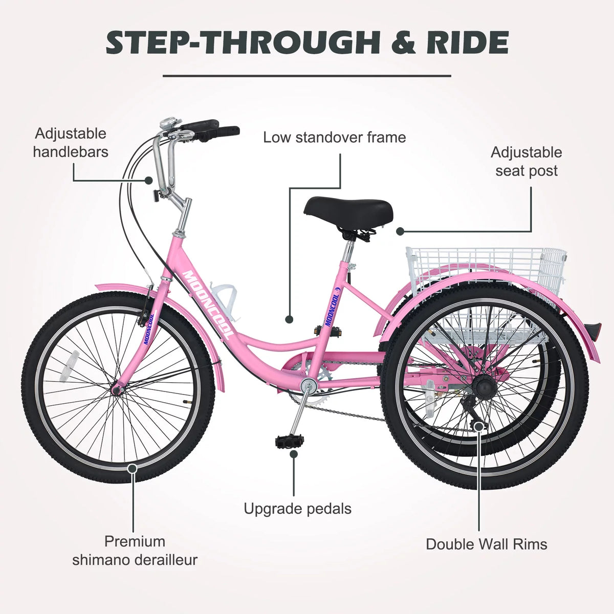 24 Adult Tricycle 7 Speed Cyan L715918