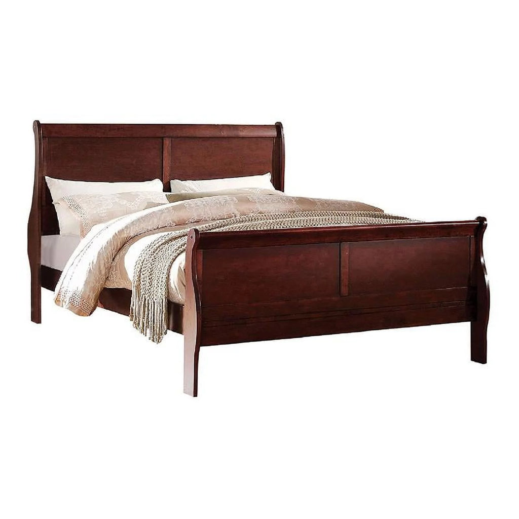 Brown Wood Queen Sleigh Bed V670