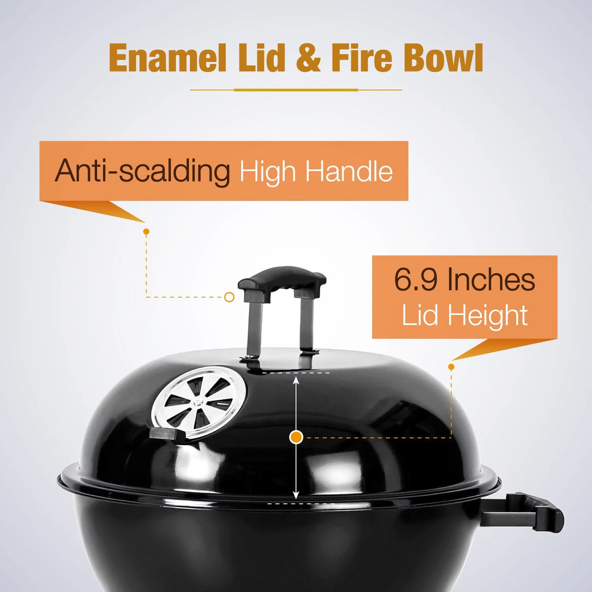 18" Portable Kettle Charcoal BBQ Grill J580