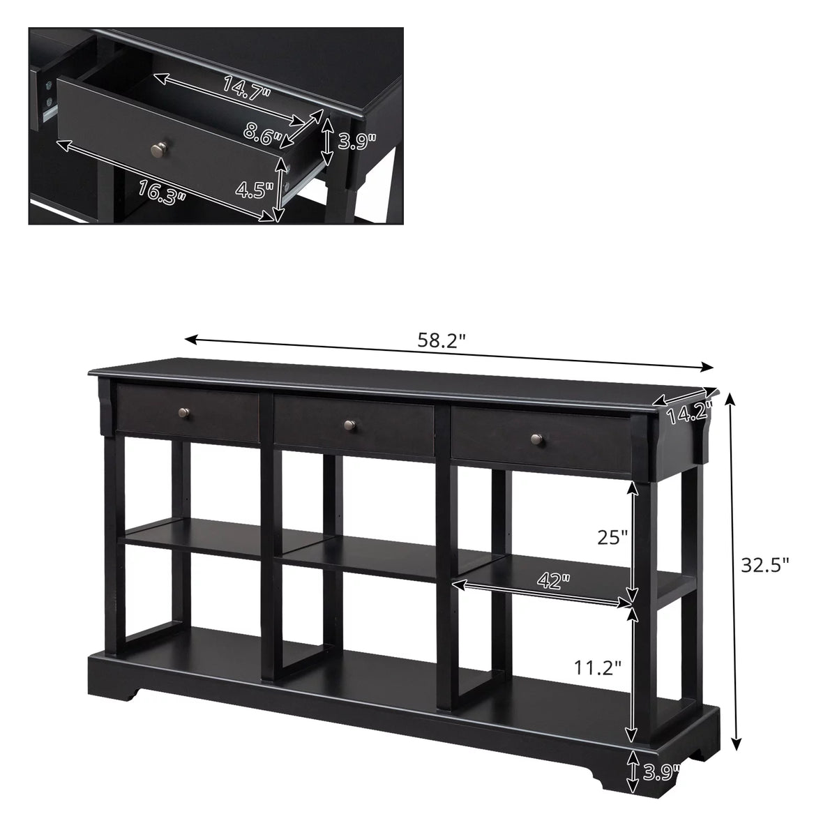 Console Table with Drawers and Shelves D35104