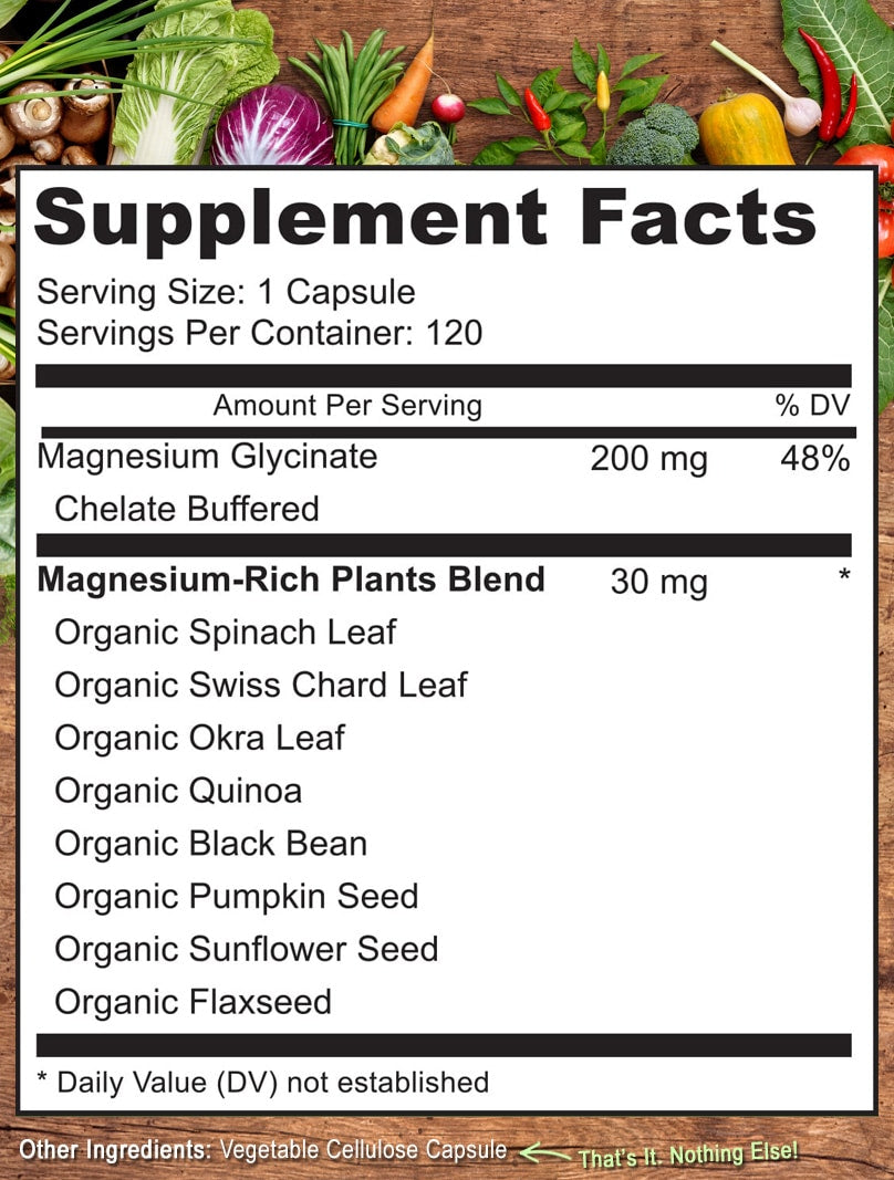 Magnesium Glycinate Chelate Complex 200 mg 120 Capsules J34464