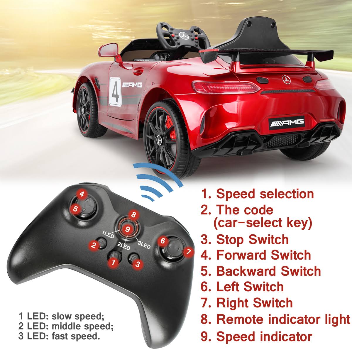 Red 12V Electric Ride on Car O6303