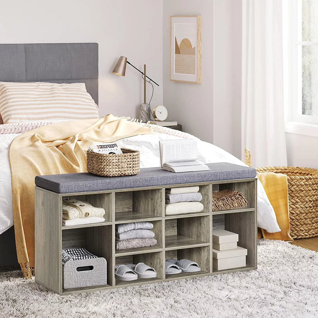 12 Cubbies Shoe Bench with Cushion E42138