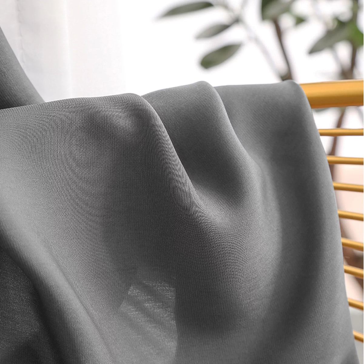 2PCS Solid Color Polyester Grommet Light Filtering Curtains Y65727