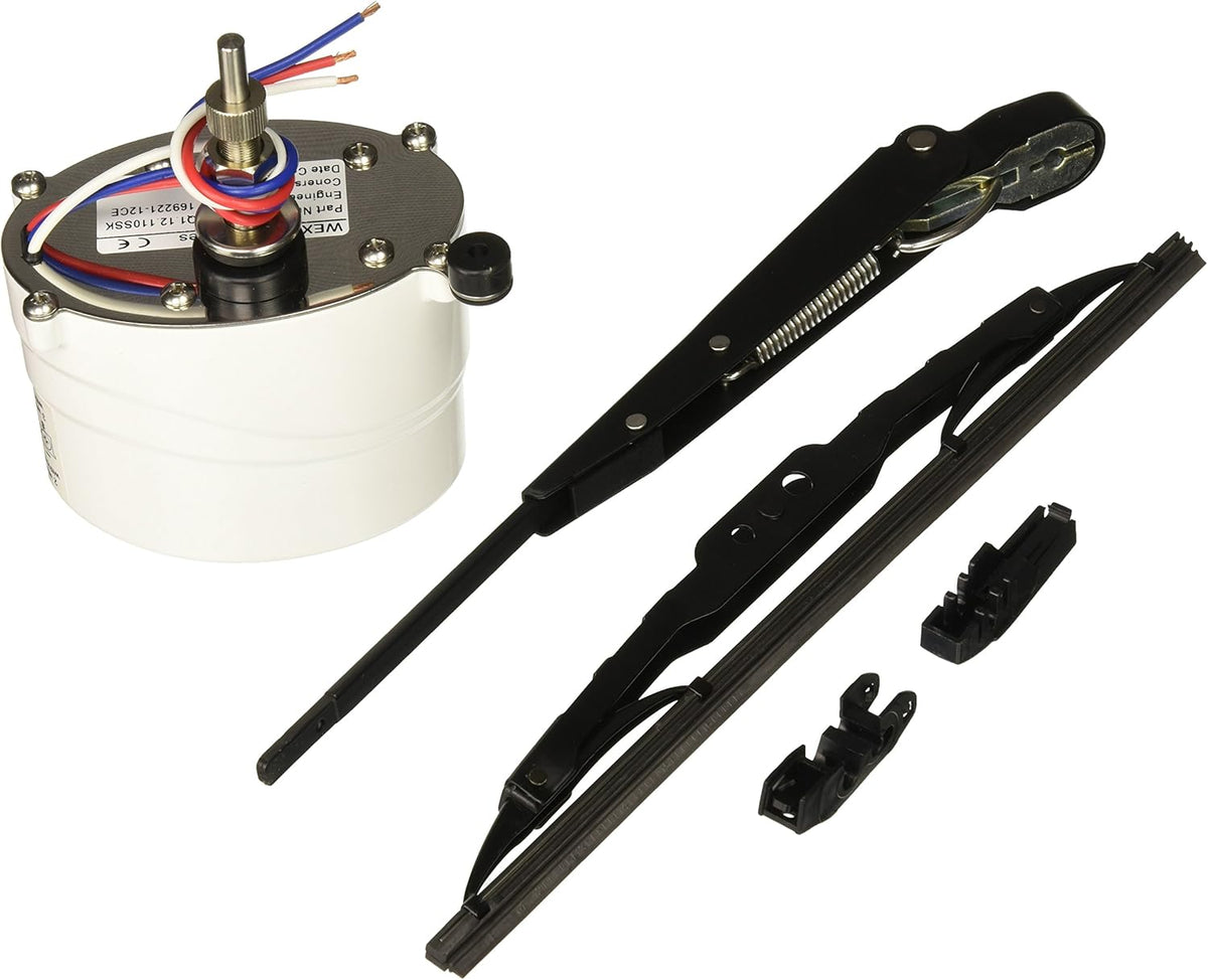 1.5 Shaft Marine Windshield Wiper Kit, Wiper Arm, Blade and Motor 12V, 110 Degree Sweep D726261