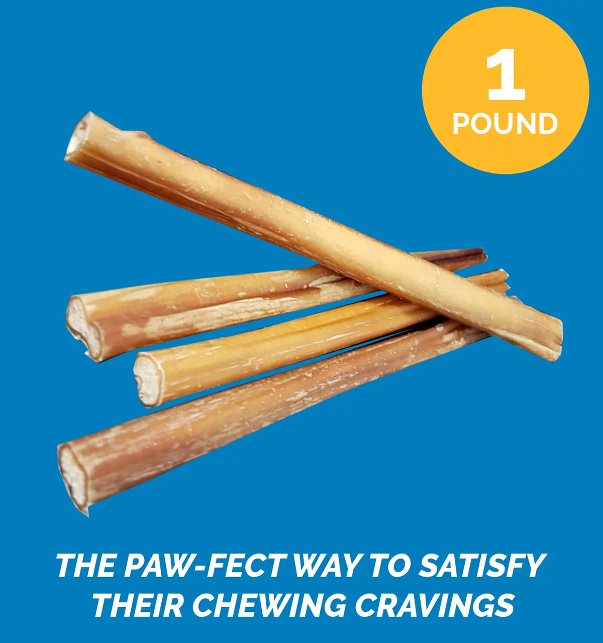 12 Inch Bully Stick for Dogs 1 Pound Bag Natural Beef Dental Chews T3905
