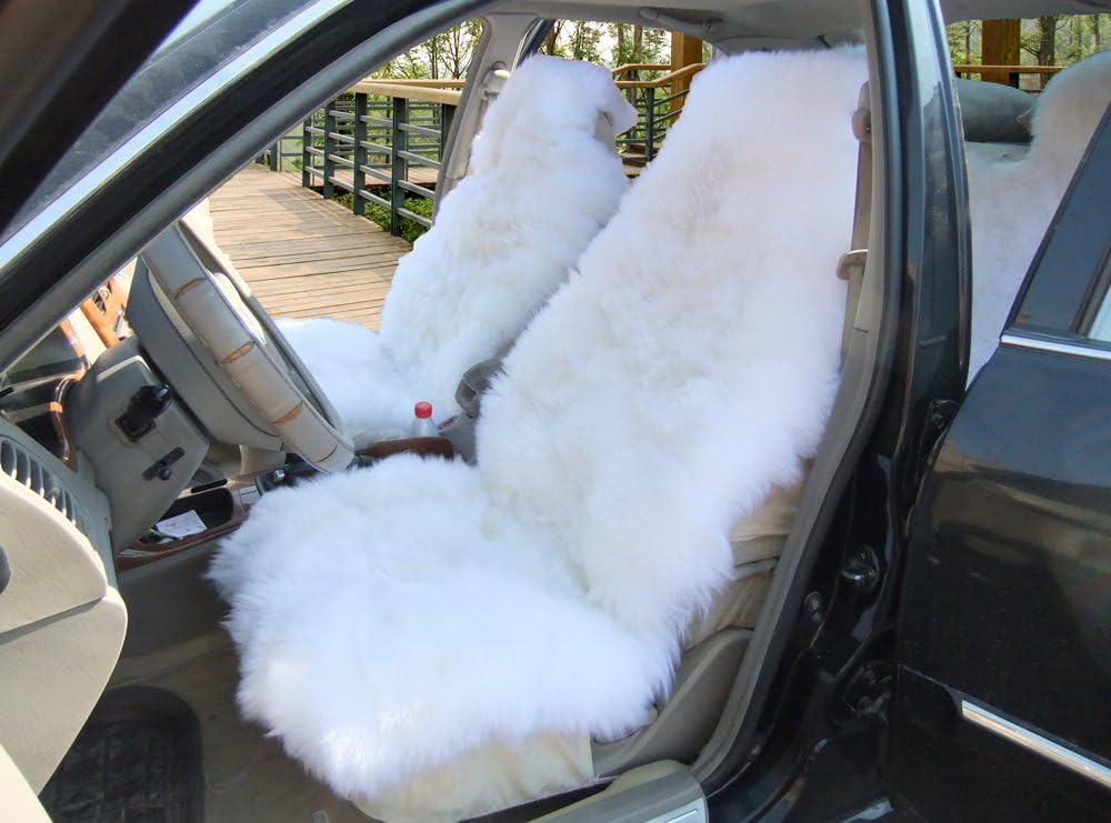 Genuine Australia Lambskin Long Wool Front Seat Cover Universal Size Grey Tips 1 Piece Pack of 2 K4224